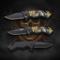 Battle Buddy EDC Knife – Gold Skull Tactical Handle