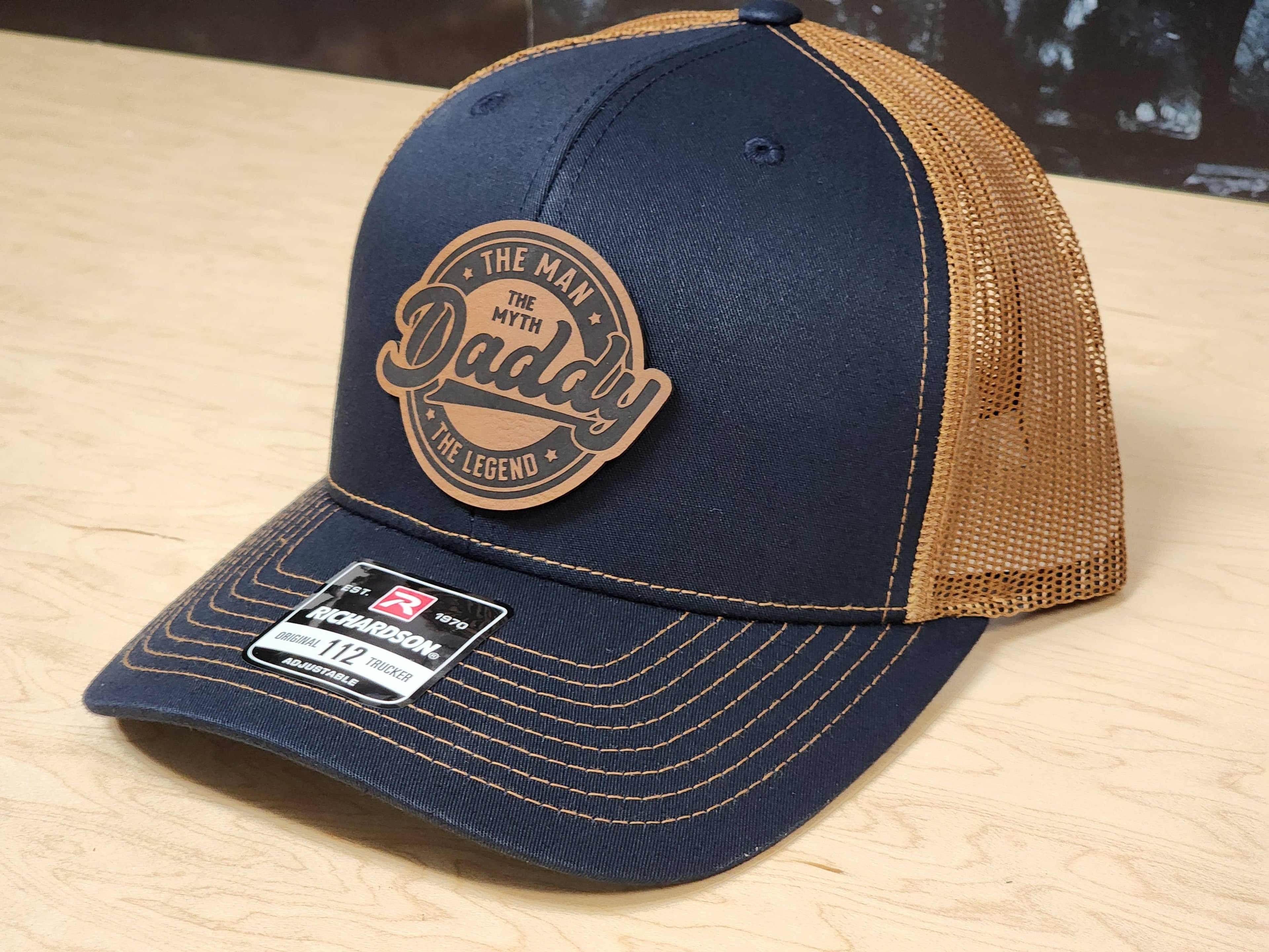 Daddy Legend Patch Hat – Navy Tan Mesh Dad Gift Cap