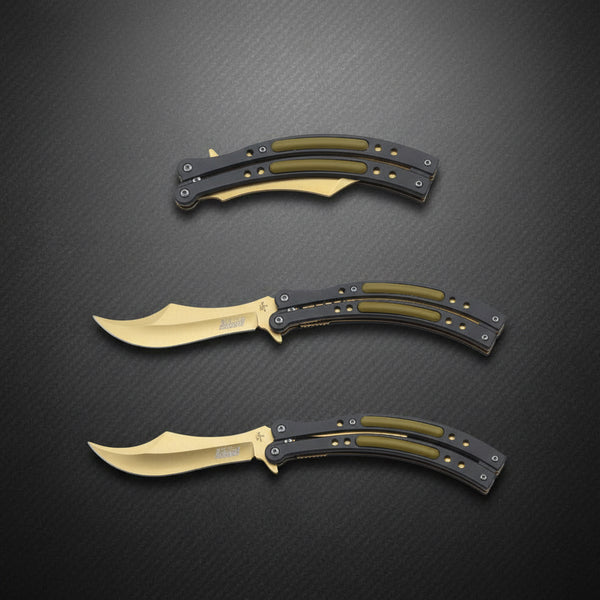 Battle Buddy EDC Knife – Butterfly Gold Black Tactical Handle