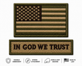 Embroidered Patch Set |Hook & Loop Backing In God We Trust & American Flag