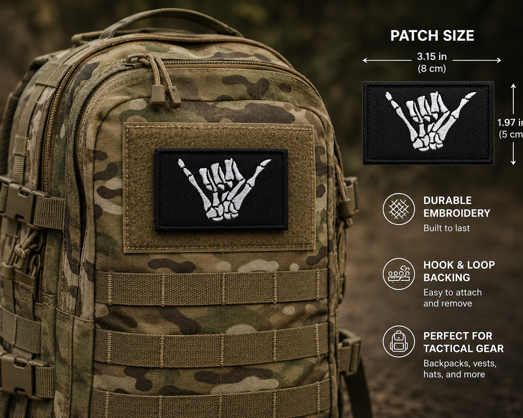 Skeleton Shaka Hook & Loop Patch