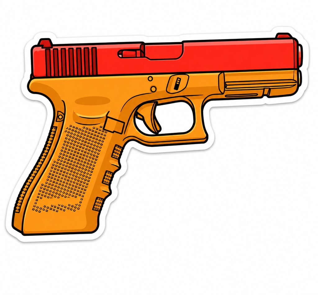 Pistol Vinyl Decal | Waterproof Die-Cut Sticker | 4.5” x 3.1”
