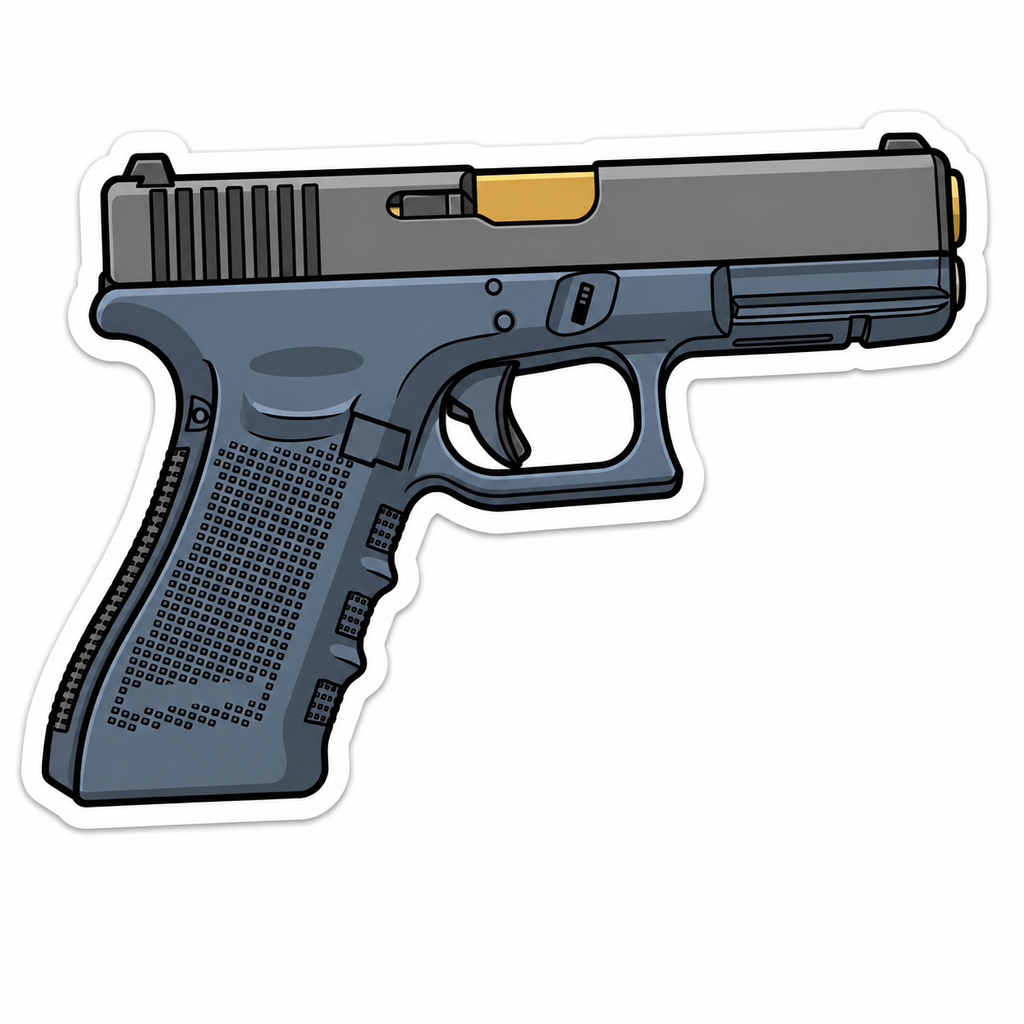Pistol Vinyl Decal | Waterproof Die-Cut Sticker | 4.5” x 3.1”