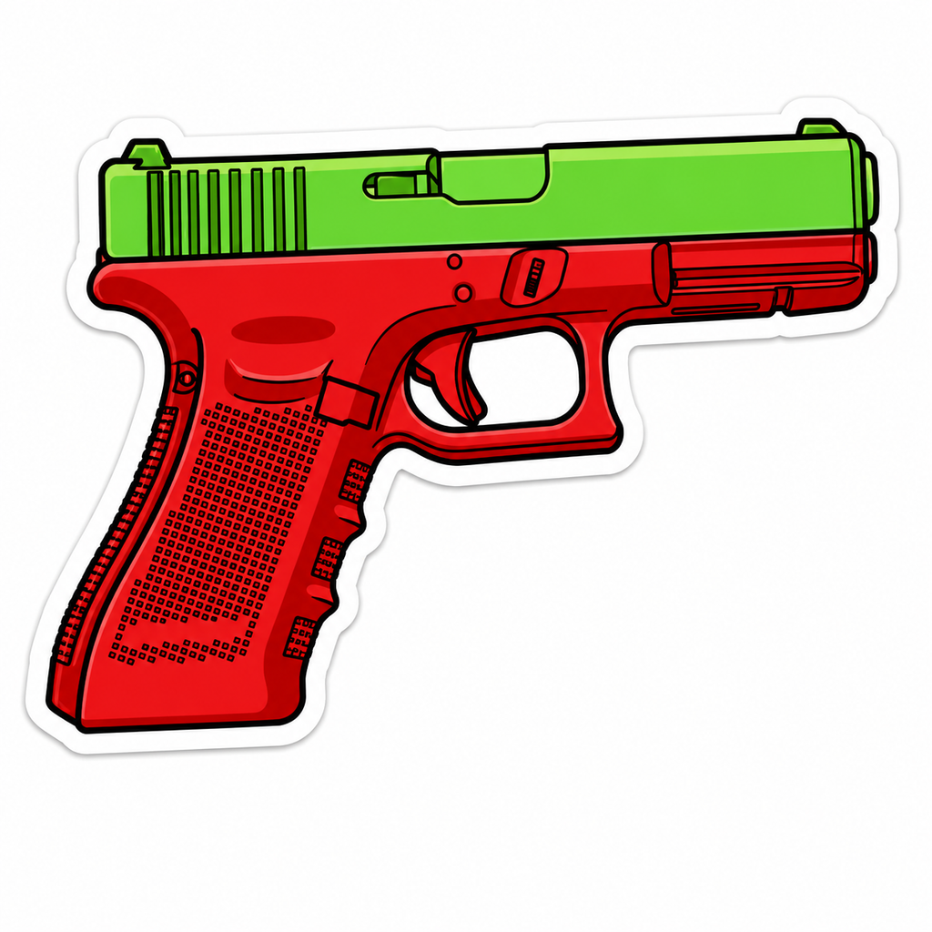 Pistol Vinyl Decal | Waterproof Die-Cut Sticker | 4.5” x 3.1”