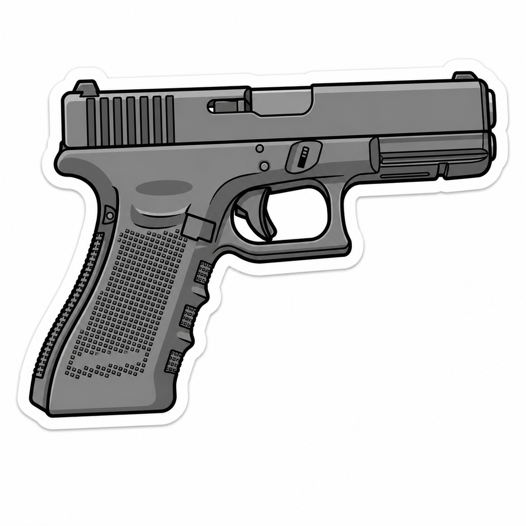 Pistol Vinyl Decal | Waterproof Die-Cut Sticker | 4.5” x 3.1”