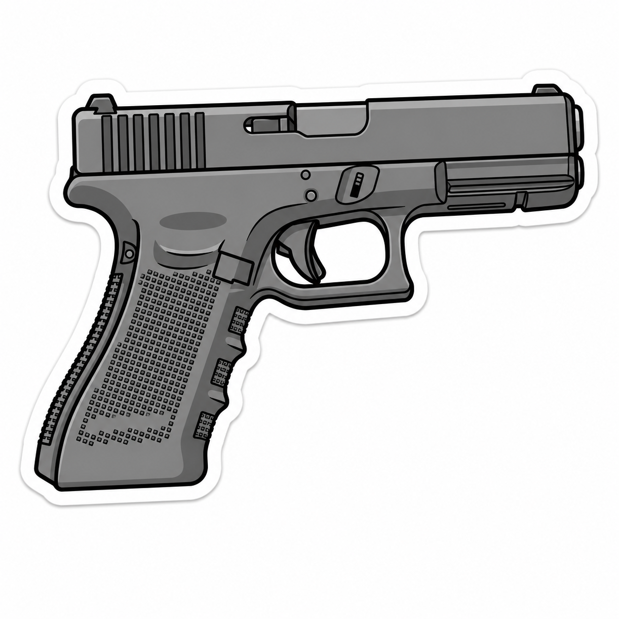 Pistol Vinyl Decal | Waterproof Die-Cut Sticker | 4.5” x 3.1”
