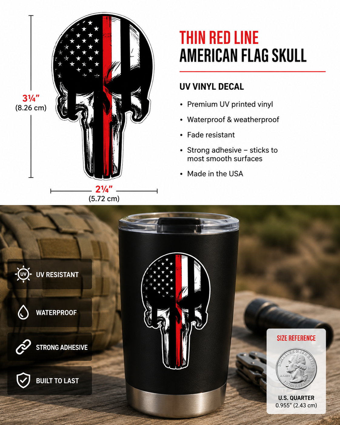 Skull UV Vinyl Decal