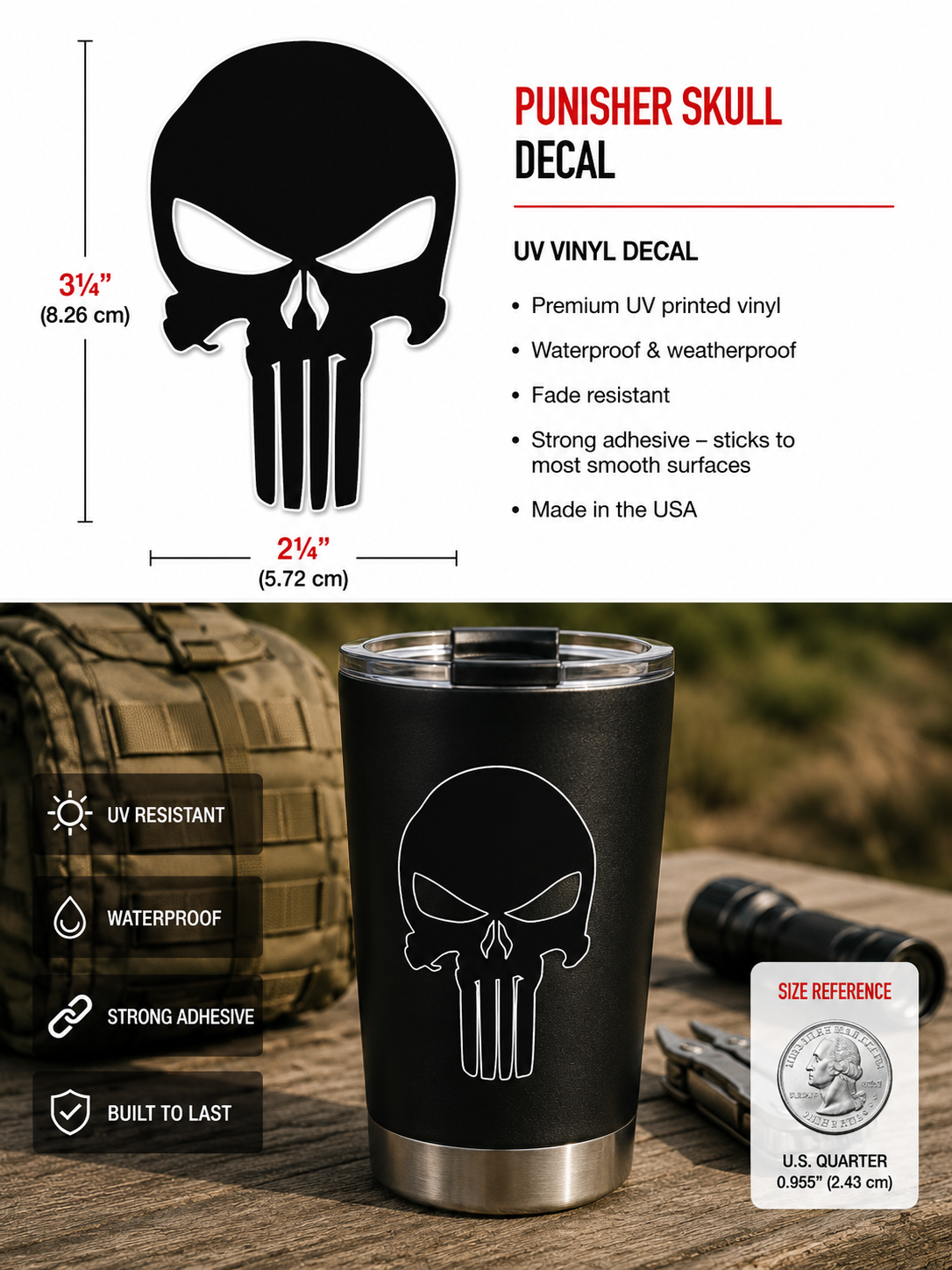 Skull UV Vinyl Decal
