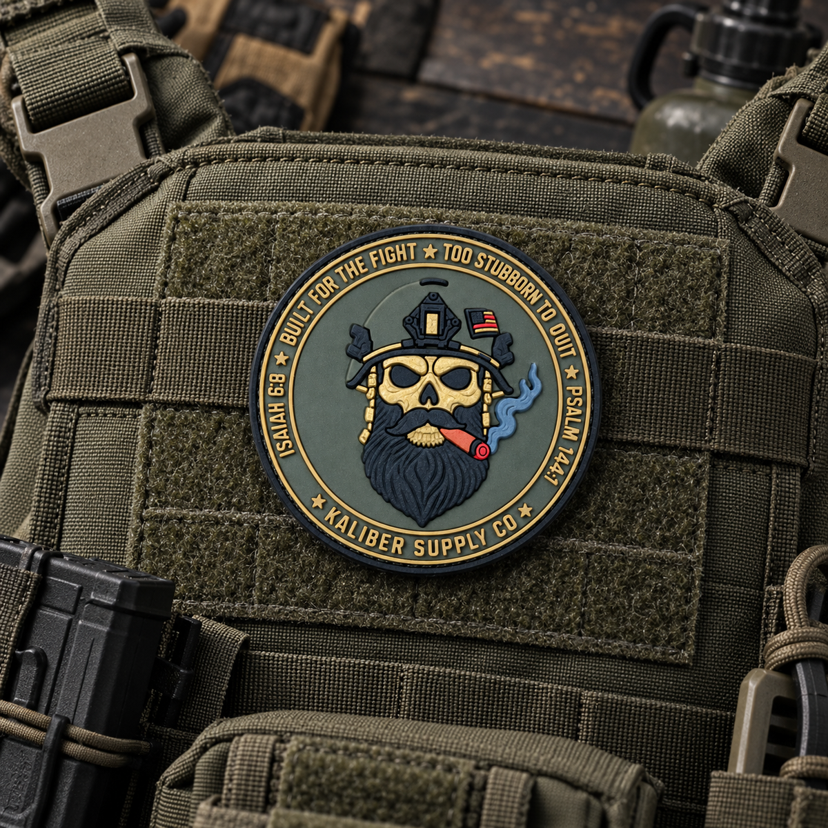 Kaliber Grunt Skull PVC Morale Patch – OD Green