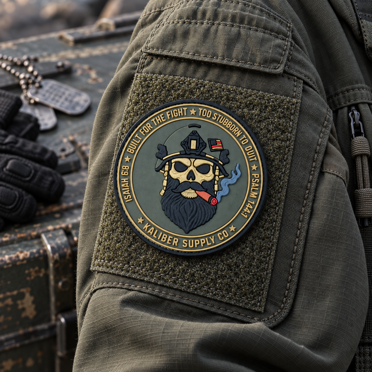 Kaliber Grunt Skull PVC Morale Patch – OD Green