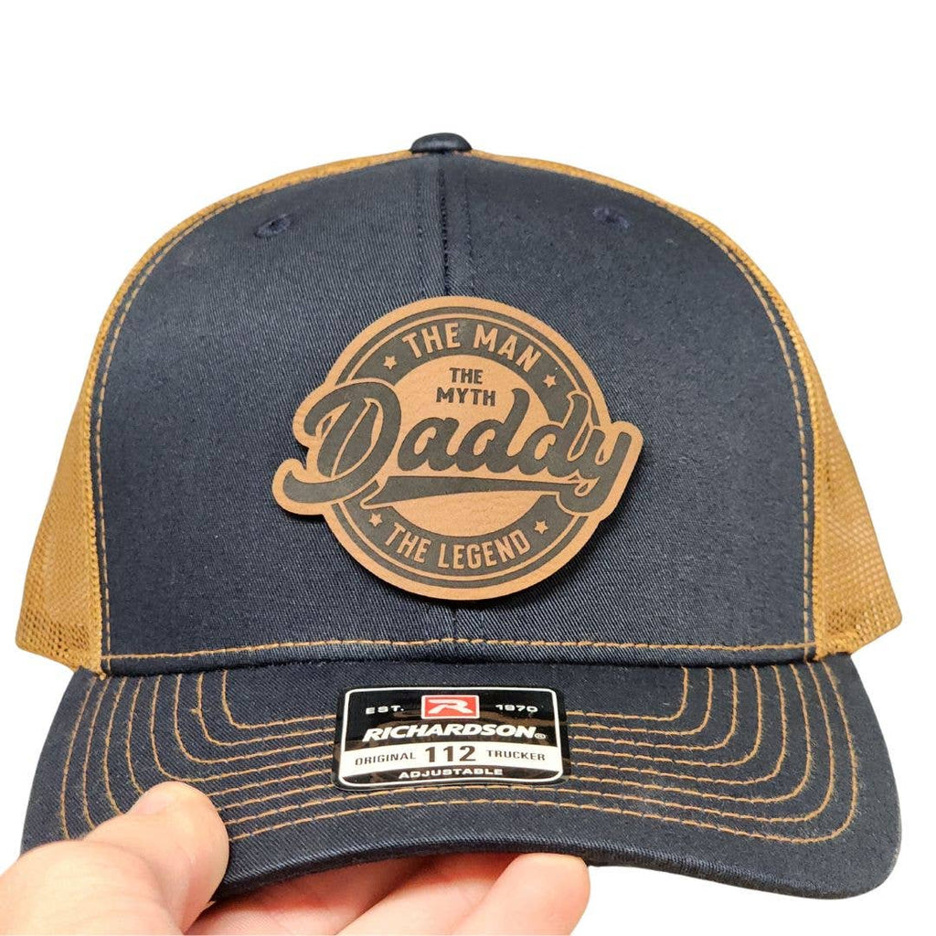 Daddy Legend Patch Hat – Navy Tan Mesh Dad Gift Cap