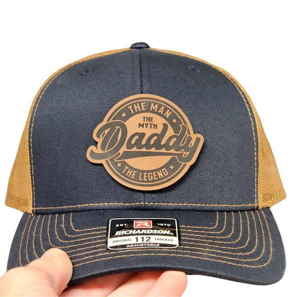 Daddy Legend Patch Hat – Navy Tan Mesh Dad Gift Cap