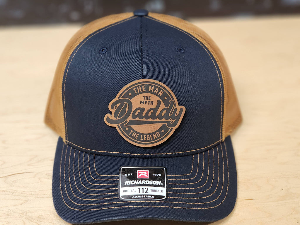 Daddy Legend Patch Hat – Navy Tan Mesh Dad Gift Cap