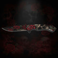 Decorative knife with red roses and skull design 